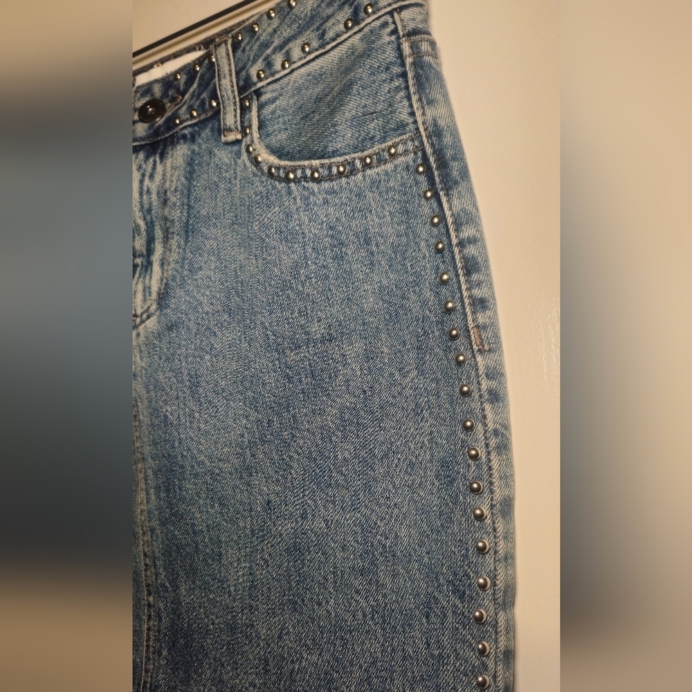 Pistola Blue Denim Mini Skirt with Studs - Picture 2 of 6